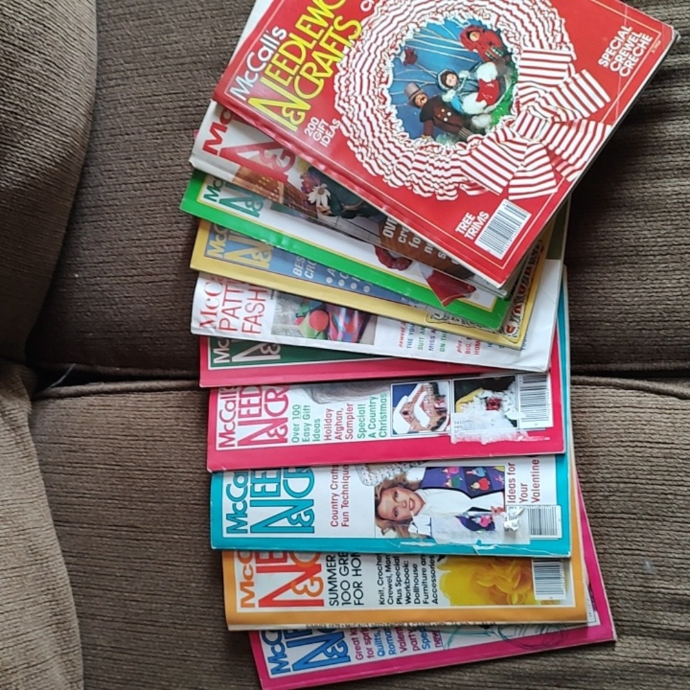 Vintage Craft Patterns, McCalls Needlework and Crafts Magazine Lot Of 10